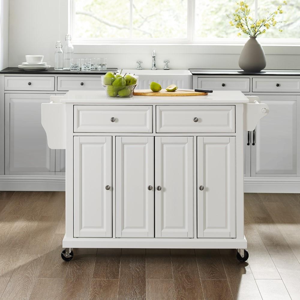 Crosley Furniture - Full Size Granite Top Kitchen Cart White/White - KF30005EWH veiw 7