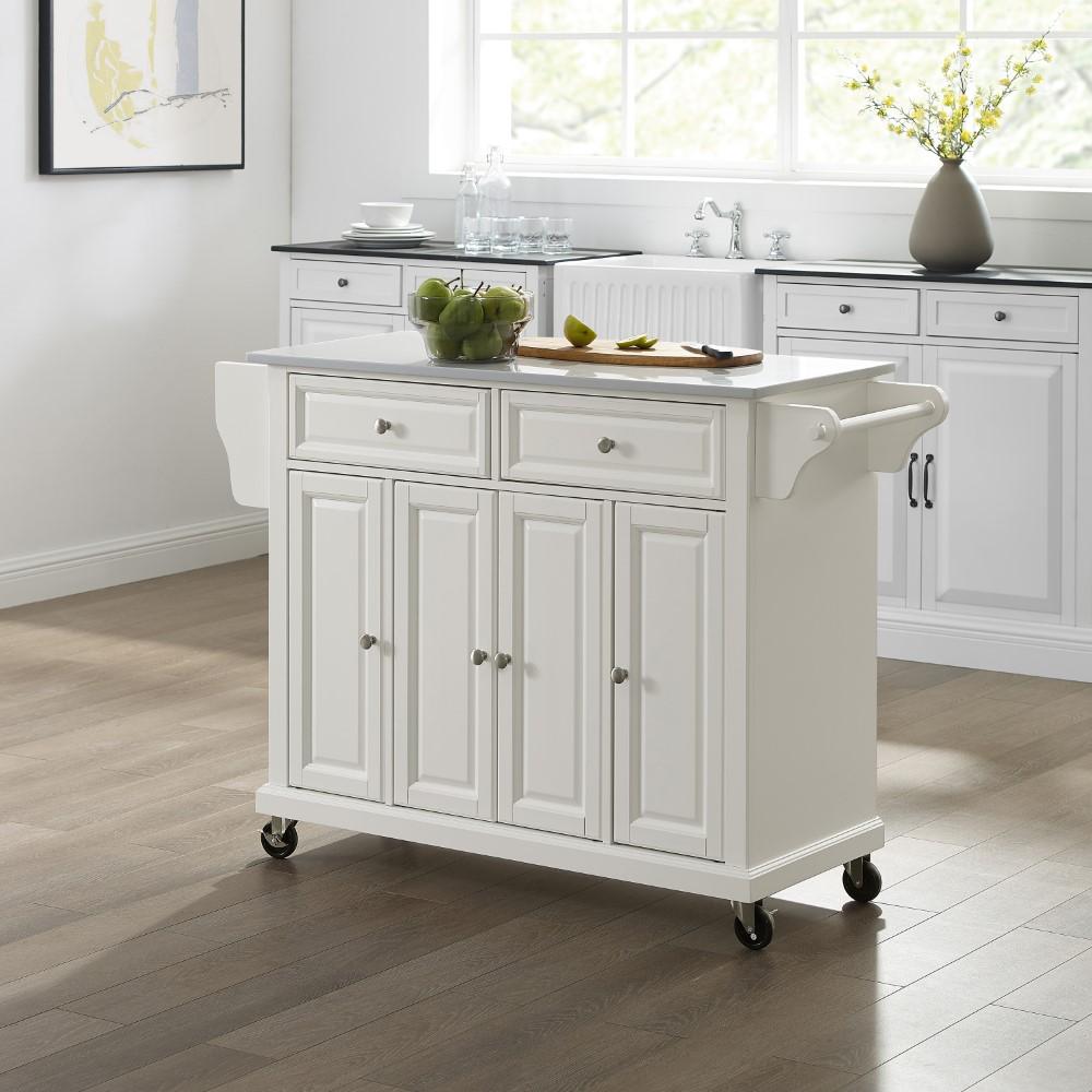 Crosley Furniture - Full Size Granite Top Kitchen Cart White/White - KF30005EWH veiw 8