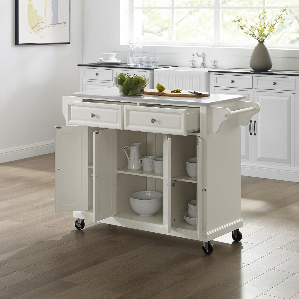 Crosley Furniture - Full Size Granite Top Kitchen Cart White/White - KF30005EWH veiw 9