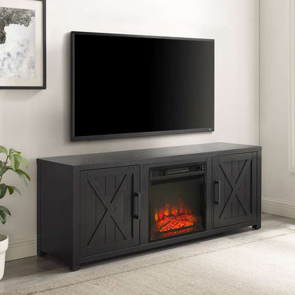 Crosley Furniture - Gordon 58in Low Profile Tv Stand W/Fireplace Black - KF100758BK veiw 1