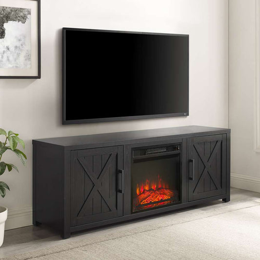 Crosley Furniture - Gordon 58in Low Profile Tv Stand W/Fireplace Black - KF100758BK veiw 1