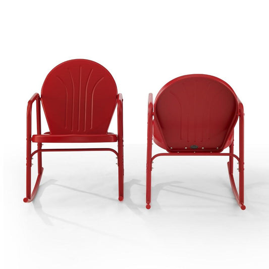 Crosley Furniture - Griffith 2 Piece Outdoor Rocking Chair Set Bright Red Gloss - 2 Chairs - CO1013-RE veiw 2