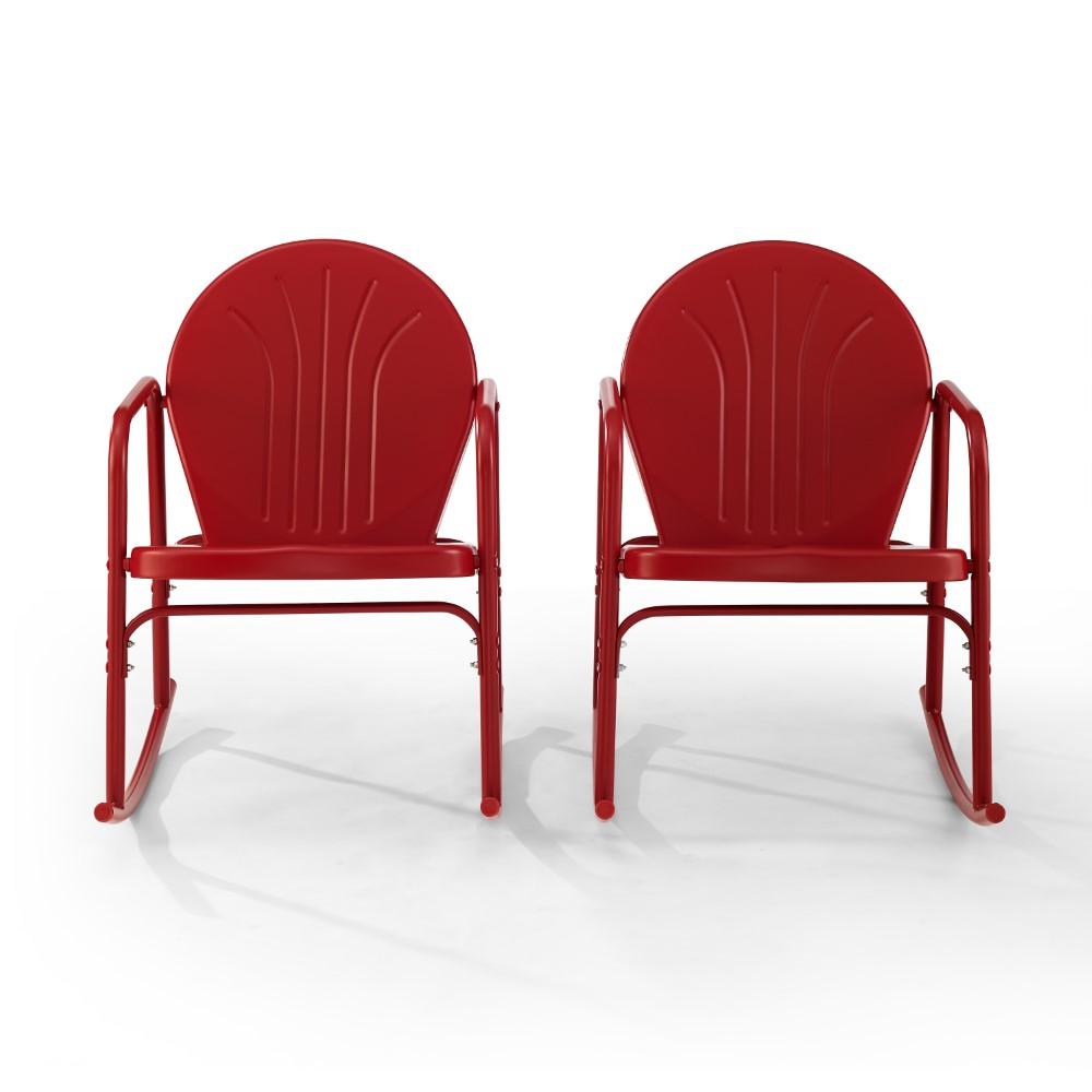 Crosley Furniture - Griffith 2 Piece Outdoor Rocking Chair Set Bright Red Gloss - 2 Chairs - CO1013-RE veiw 3