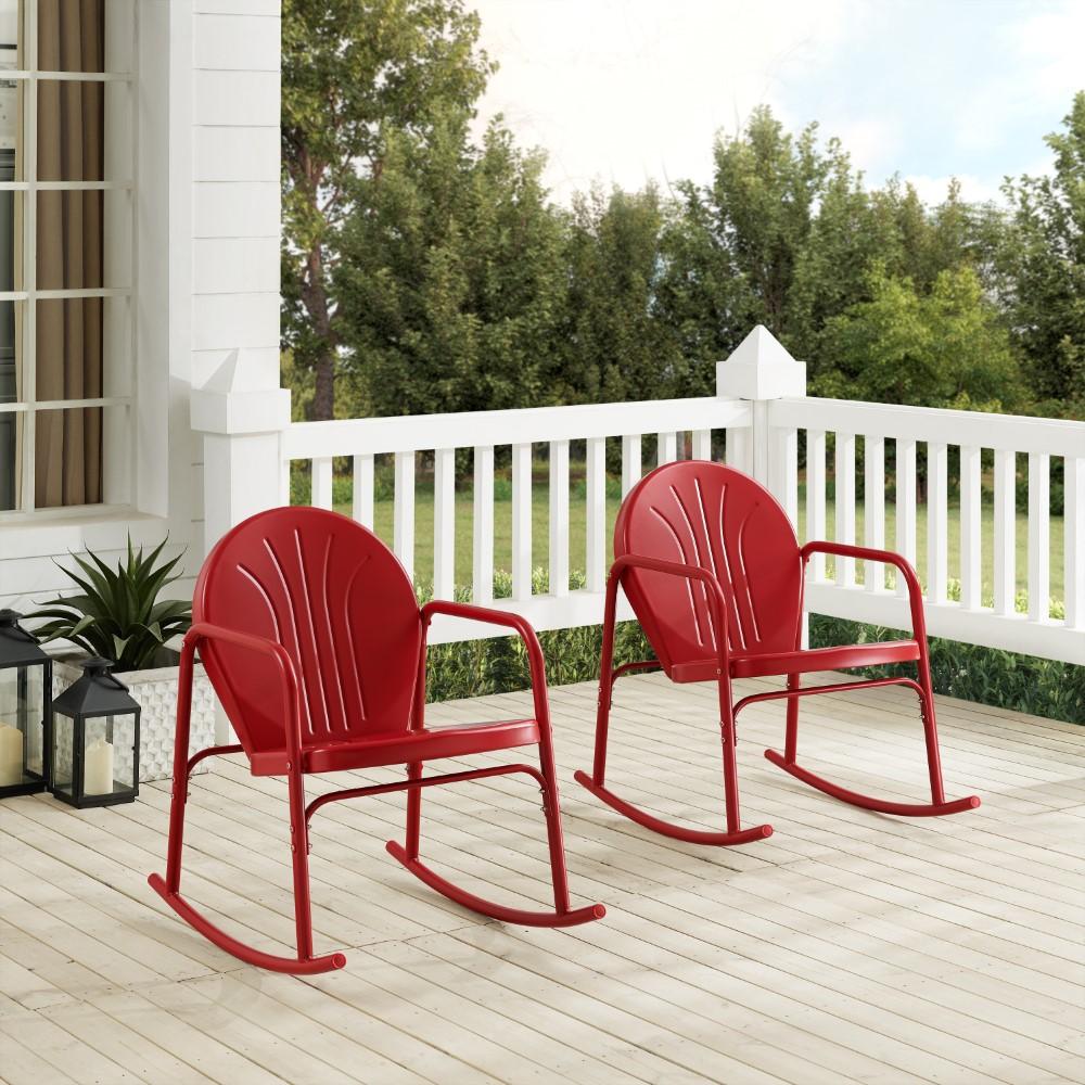Crosley Furniture - Griffith 2 Piece Outdoor Rocking Chair Set Bright Red Gloss - 2 Chairs - CO1013-RE veiw 8