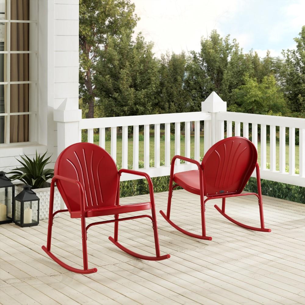 Crosley Furniture - Griffith 2 Piece Outdoor Rocking Chair Set Bright Red Gloss - 2 Chairs - CO1013-RE veiw 9