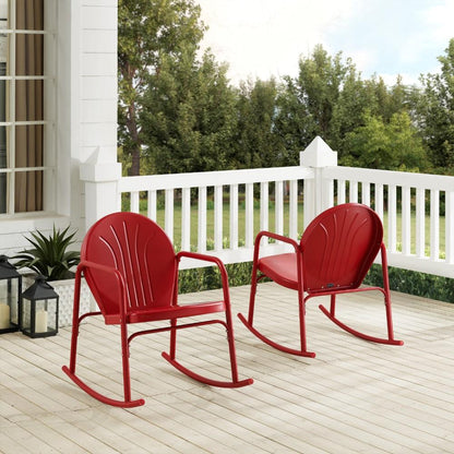 Crosley Furniture - Griffith 2 Piece Outdoor Rocking Chair Set Bright Red Gloss - 2 Chairs - CO1013-RE veiw 9