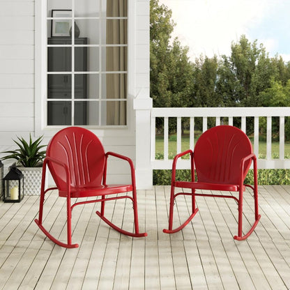 Crosley Furniture - Griffith 2 Piece Outdoor Rocking Chair Set Bright Red Gloss - 2 Chairs - CO1013-RE veiw 10