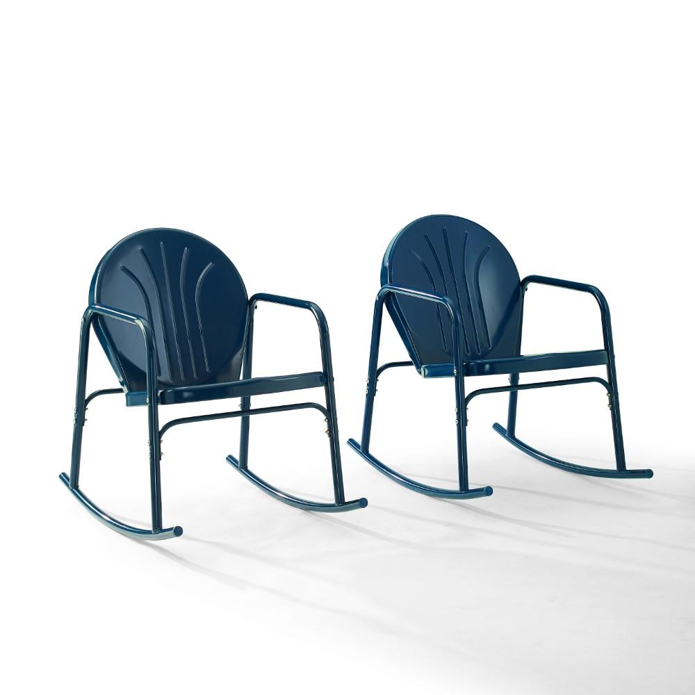 Crosley Furniture - Griffith 2 Piece Outdoor Rocking Chair Set Navy Gloss - 2 Chairs - CO1013-NV veiw 1