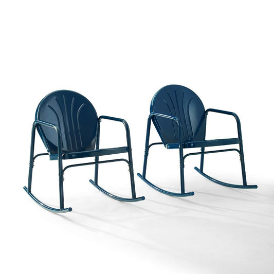 Crosley Furniture - Griffith 2 Piece Outdoor Rocking Chair Set Navy Gloss - 2 Chairs - CO1013-NV veiw 1