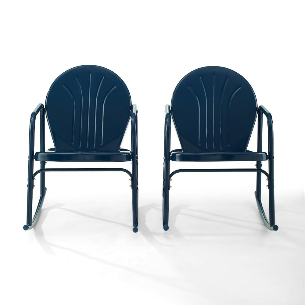 Crosley Furniture - Griffith 2 Piece Outdoor Rocking Chair Set Navy Gloss - 2 Chairs - CO1013-NV veiw 3