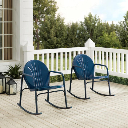 Crosley Furniture - Griffith 2 Piece Outdoor Rocking Chair Set Navy Gloss - 2 Chairs - CO1013-NV veiw 8