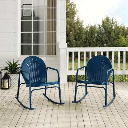 Crosley Furniture - Griffith 2 Piece Outdoor Rocking Chair Set Navy Gloss - 2 Chairs - CO1013-NV veiw 10