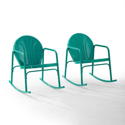 Crosley Furniture - Griffith 2 Piece Outdoor Rocking Chair Set Turquoise Gloss - 2 Chairs - CO1013-TU veiw 1