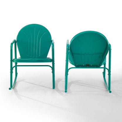 Crosley Furniture - Griffith 2 Piece Outdoor Rocking Chair Set Turquoise Gloss - 2 Chairs - CO1013-TU veiw 2