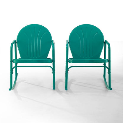 Crosley Furniture - Griffith 2 Piece Outdoor Rocking Chair Set Turquoise Gloss - 2 Chairs - CO1013-TU veiw 3