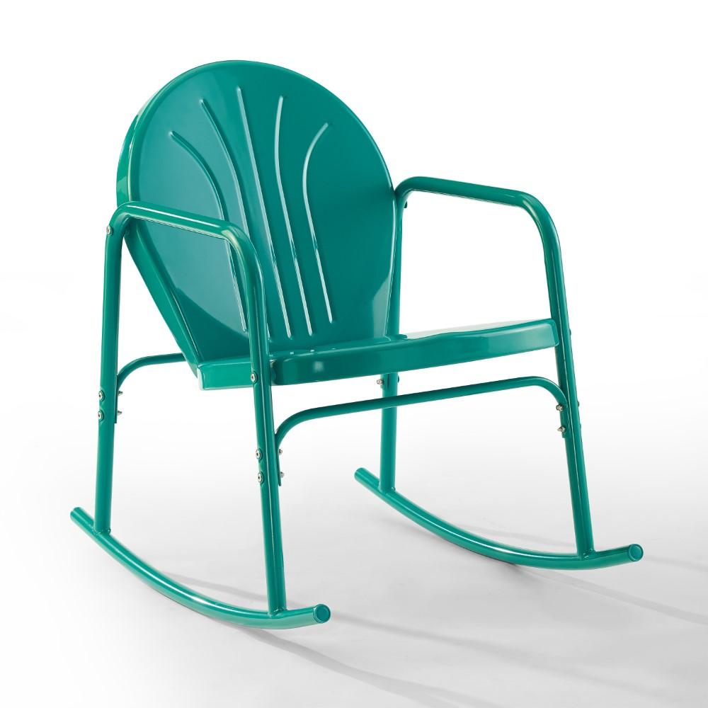 Crosley Furniture - Griffith 2 Piece Outdoor Rocking Chair Set Turquoise Gloss - 2 Chairs - CO1013-TU veiw 4