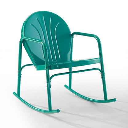 Crosley Furniture - Griffith 2 Piece Outdoor Rocking Chair Set Turquoise Gloss - 2 Chairs - CO1013-TU veiw 4