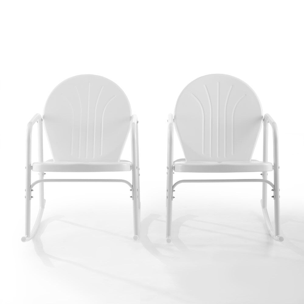Crosley Furniture - Griffith 2 Piece Outdoor Rocking Chair Set White Gloss - 2 Chairs - CO1013-WH veiw 3