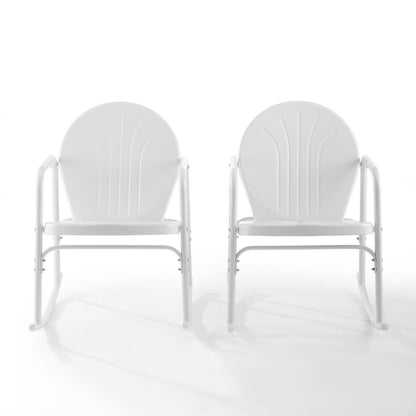 Crosley Furniture - Griffith 2 Piece Outdoor Rocking Chair Set White Gloss - 2 Chairs - CO1013-WH veiw 3