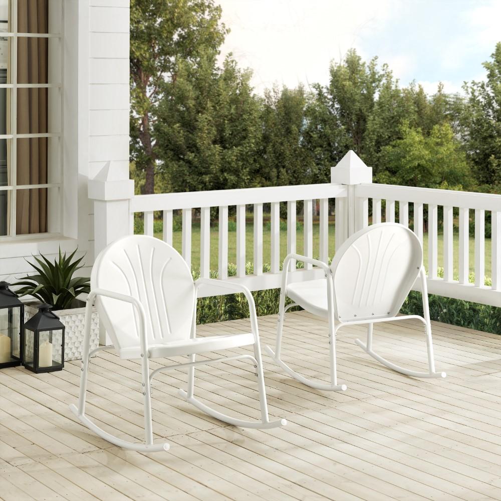 Crosley Furniture - Griffith 2 Piece Outdoor Rocking Chair Set White Gloss - 2 Chairs - CO1013-WH veiw 8