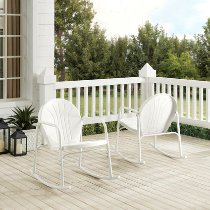Crosley Furniture - Griffith 2 Piece Outdoor Rocking Chair Set White Gloss - 2 Chairs - CO1013-WH veiw 8