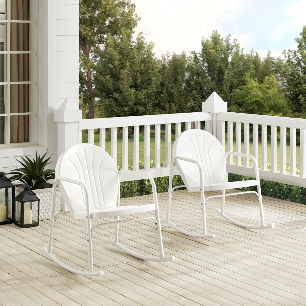 Crosley Furniture - Griffith 2 Piece Outdoor Rocking Chair Set White Gloss - 2 Chairs - CO1013-WH veiw 9