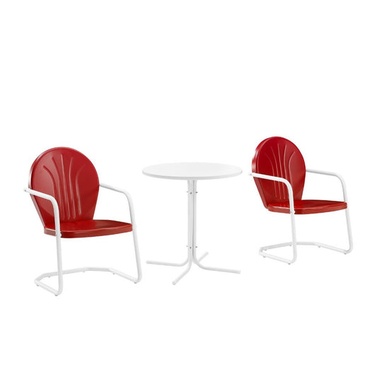 Crosley Furniture - Griffith 3 Piece Outdoor Bistro Set Bright Red Gloss/White Satin - Bistro Table & 2 Chairs - KO10008RE veiw 2