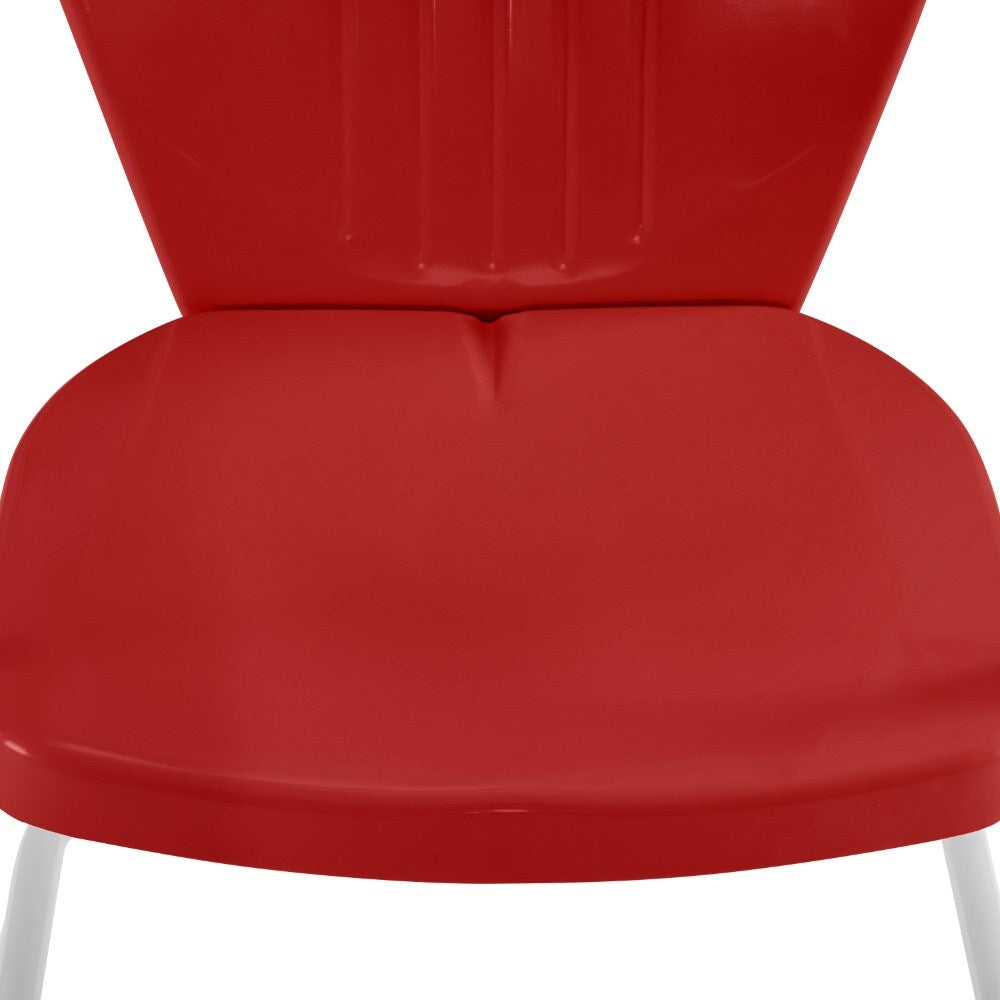 Crosley Furniture - Griffith 3 Piece Outdoor Bistro Set Bright Red Gloss/White Satin - Bistro Table & 2 Chairs - KO10008RE veiw 5