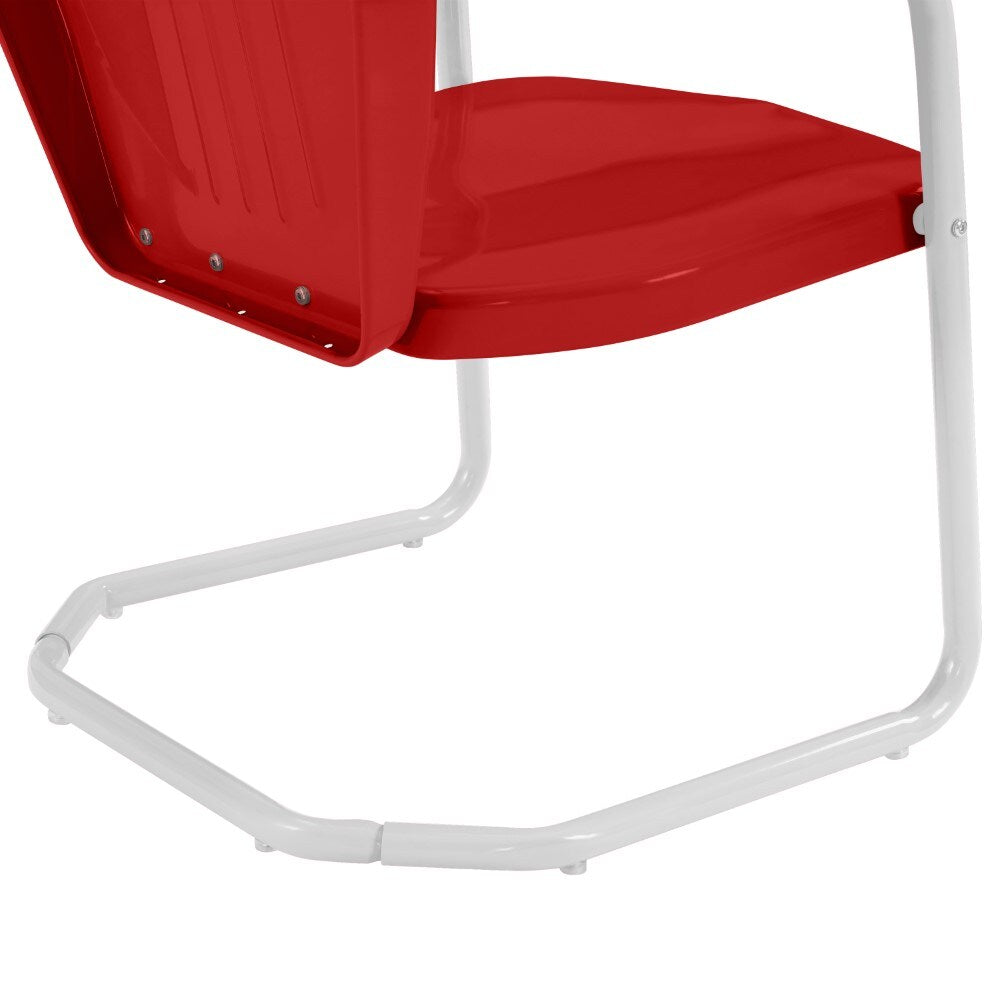 Crosley Furniture - Griffith 3 Piece Outdoor Bistro Set Bright Red Gloss/White Satin - Bistro Table & 2 Chairs - KO10008RE veiw 6