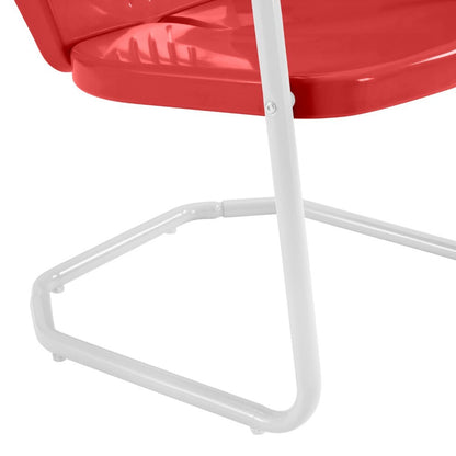 Crosley Furniture - Griffith 3 Piece Outdoor Bistro Set Bright Red Gloss/White Satin - Bistro Table & 2 Chairs - KO10008RE veiw 7