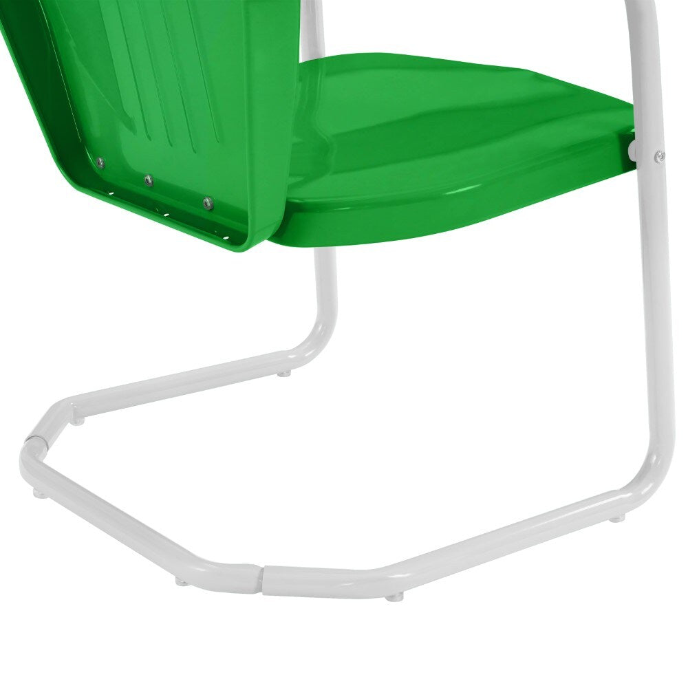 Crosley Furniture - Griffith 3 Piece Outdoor Bistro Set Green Gloss/White Satin - Bistro Table & 2 Chairs - KO10008GR veiw 6