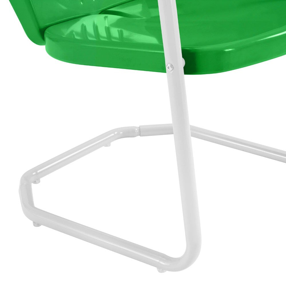 Crosley Furniture - Griffith 3 Piece Outdoor Bistro Set Green Gloss/White Satin - Bistro Table & 2 Chairs - KO10008GR veiw 7