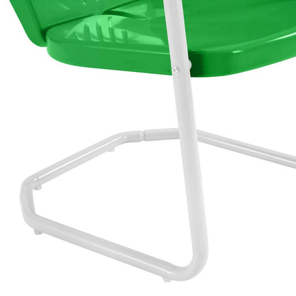 Crosley Furniture - Griffith 3 Piece Outdoor Bistro Set Green Gloss/White Satin - Bistro Table & 2 Chairs - KO10008GR veiw 7
