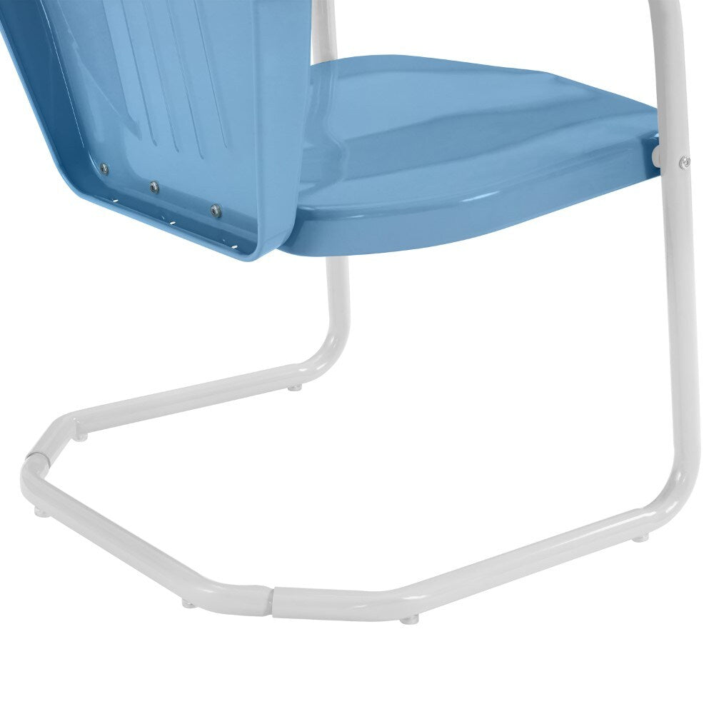 Crosley Furniture - Griffith 3 Piece Outdoor Bistro Set Sky Blue Gloss/White Satin - Bistro Table & 2 Chairs - KO10008BL veiw 4