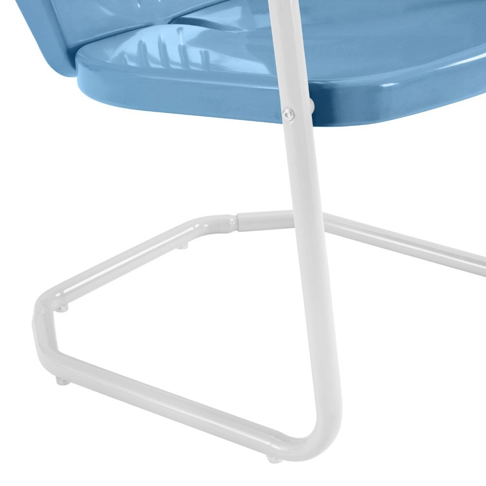 Crosley Furniture - Griffith 3 Piece Outdoor Bistro Set Sky Blue Gloss/White Satin - Bistro Table & 2 Chairs - KO10008BL veiw 6