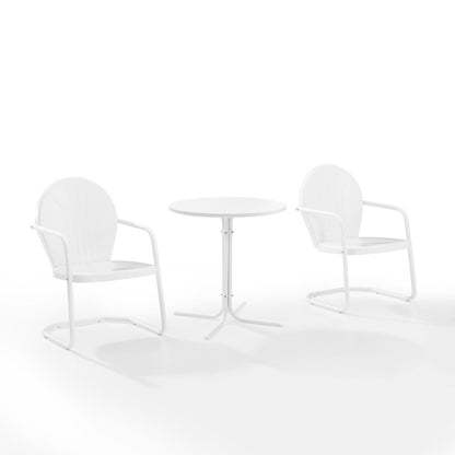 Crosley Furniture - Griffith 3 Piece Outdoor Bistro Set White Gloss/White Satin - Bistro Table & 2 Chairs - KO10008WH veiw 1
