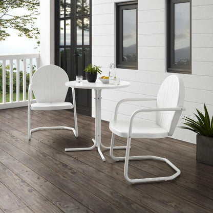 Crosley Furniture - Griffith 3 Piece Outdoor Bistro Set White Gloss/White Satin - Bistro Table & 2 Chairs - KO10008WH veiw 4