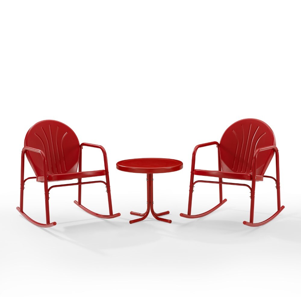Crosley Furniture - Griffith 3 Piece Outdoor Rocking Chair Set Bright Red Gloss - Side Table & 2 Rocking Chairs - KO10020RE veiw 2