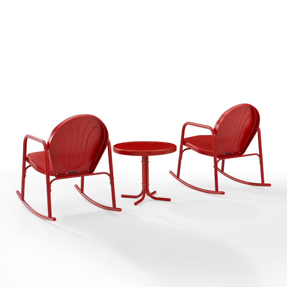 Crosley Furniture - Griffith 3 Piece Outdoor Rocking Chair Set Bright Red Gloss - Side Table & 2 Rocking Chairs - KO10020RE veiw 3