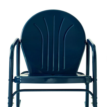 Crosley Furniture - Griffith 3 Piece Outdoor Rocking Chair Set Navy Gloss - Side Table & 2 Rocking Chairs - KO10020NV veiw 6