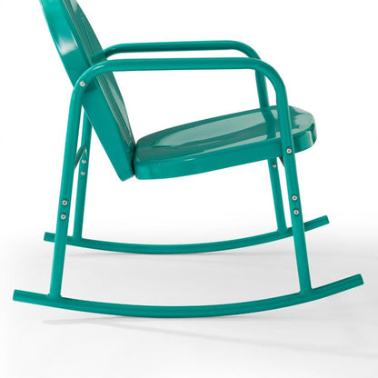 Crosley Furniture - Griffith 3 Piece Outdoor Rocking Chair Set Turquoise Gloss - Side Table & 2 Rocking Chairs - KO10020TU veiw 5