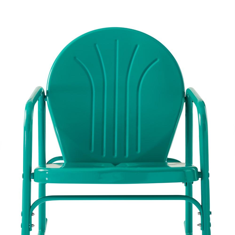 Crosley Furniture - Griffith 3 Piece Outdoor Rocking Chair Set Turquoise Gloss - Side Table & 2 Rocking Chairs - KO10020TU veiw 6