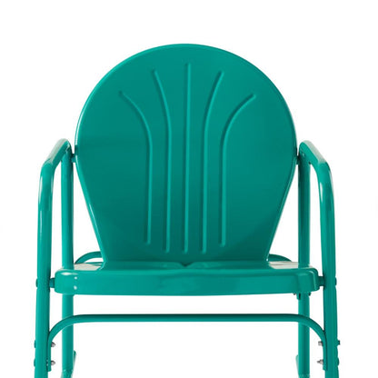 Crosley Furniture - Griffith 3 Piece Outdoor Rocking Chair Set Turquoise Gloss - Side Table & 2 Rocking Chairs - KO10020TU veiw 6