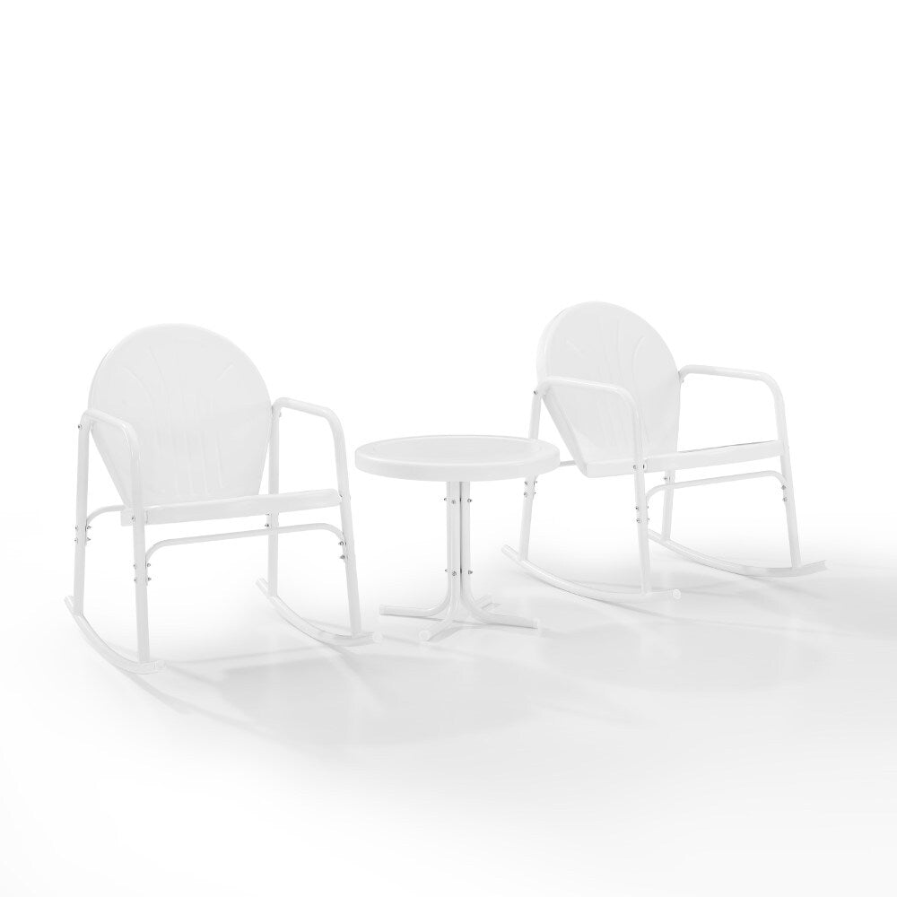Crosley Furniture - Griffith 3 Piece Outdoor Rocking Chair Set White Gloss - Side Table & 2 Rocking Chairs - KO10020WH veiw 1
