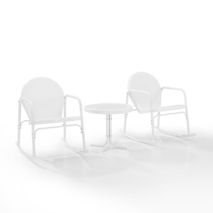 Crosley Furniture - Griffith 3 Piece Outdoor Rocking Chair Set White Gloss - Side Table & 2 Rocking Chairs - KO10020WH veiw 1