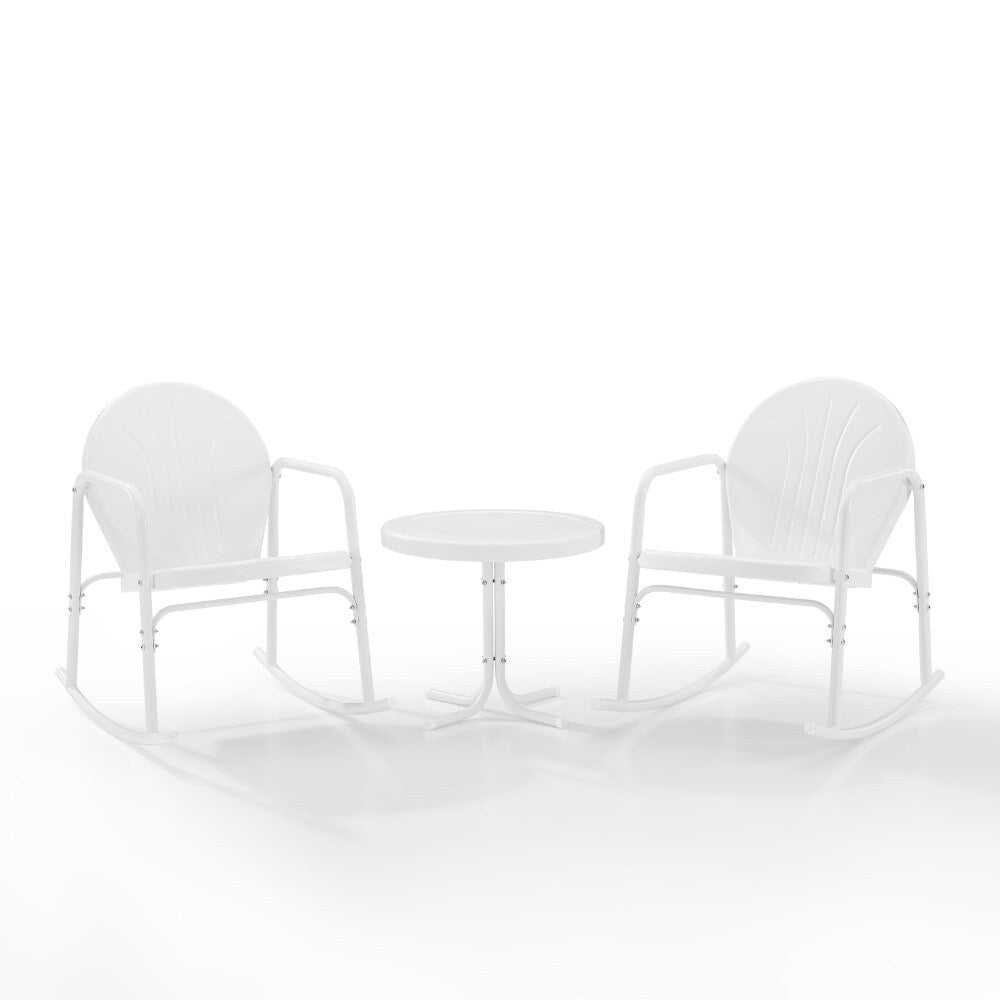 Crosley Furniture - Griffith 3 Piece Outdoor Rocking Chair Set White Gloss - Side Table & 2 Rocking Chairs - KO10020WH veiw 2