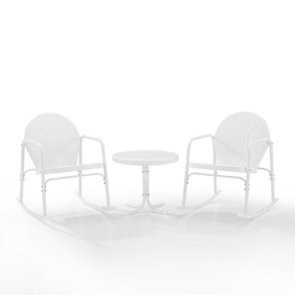 Crosley Furniture - Griffith 3 Piece Outdoor Rocking Chair Set White Gloss - Side Table & 2 Rocking Chairs - KO10020WH veiw 2