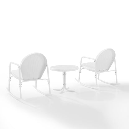 Crosley Furniture - Griffith 3 Piece Outdoor Rocking Chair Set White Gloss - Side Table & 2 Rocking Chairs - KO10020WH veiw 3