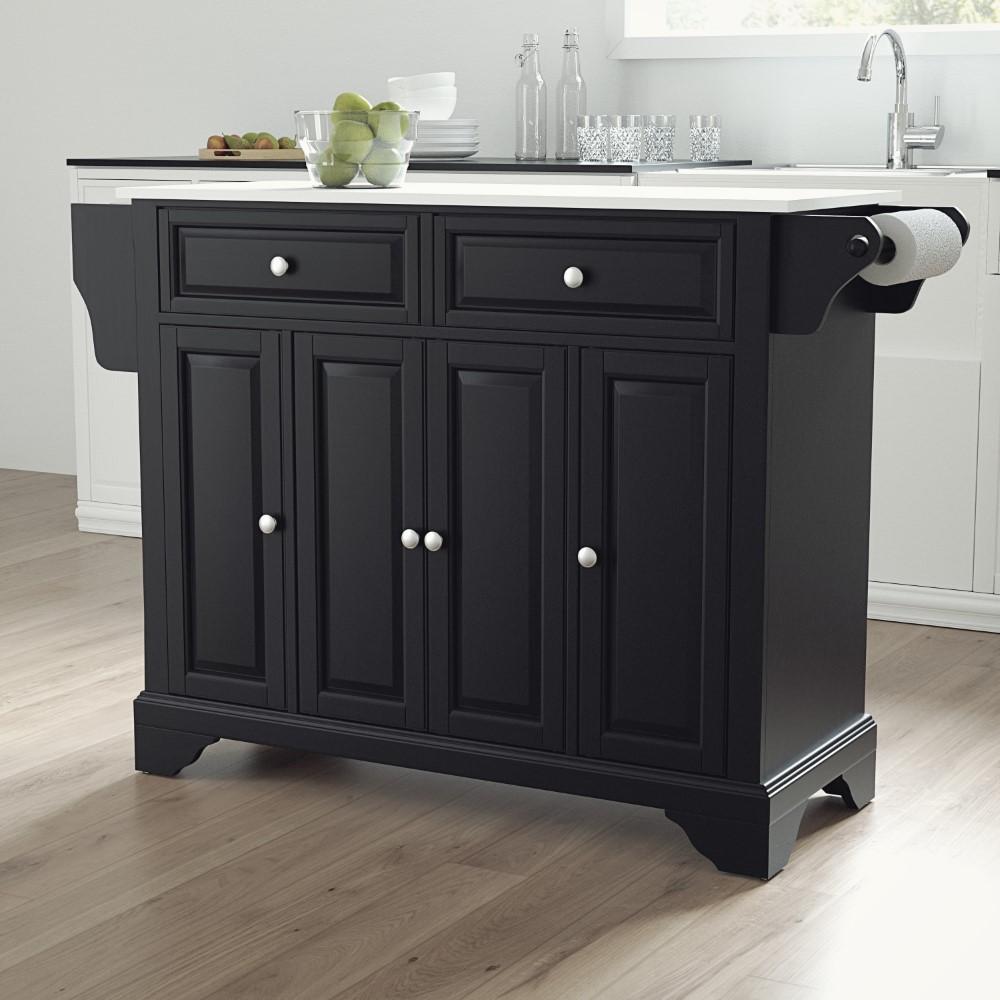 Crosley Furniture - Lafayette Granite Top Full Size Kitchen Island/Cart Black/White - KF30005BBK veiw 4