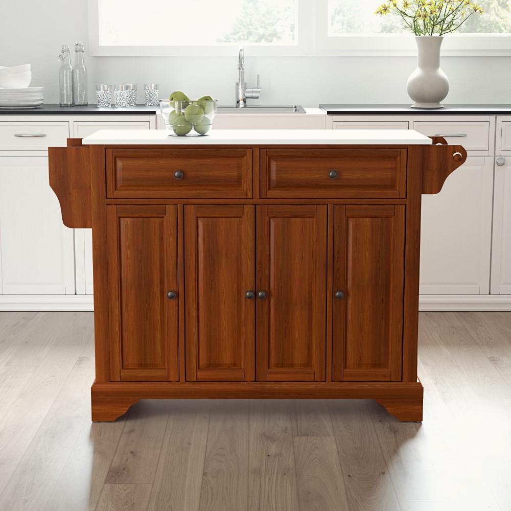 Crosley Furniture - Lafayette Granite Top Full Size Kitchen Island/Cart Cherry/White - KF30005BCH veiw 4